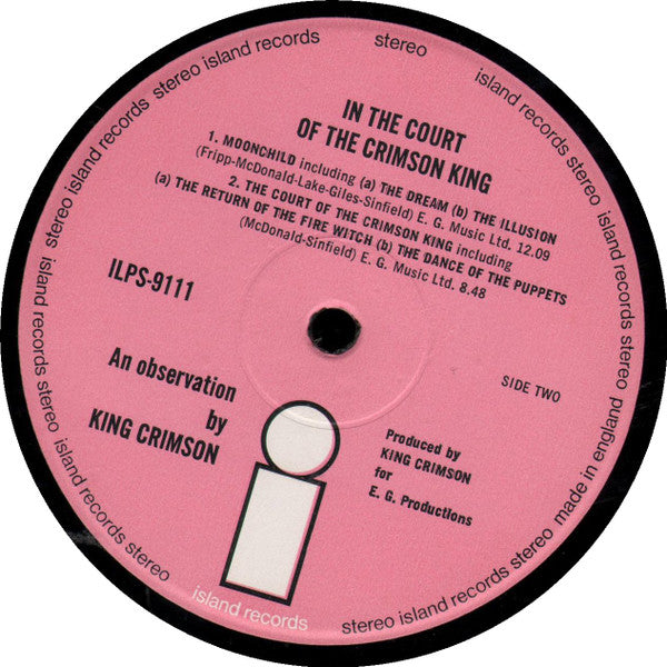 King Crimson In The Court Of The Crimson King - ORIGINAL 1969 Pink 'i' Label VINYL LP
