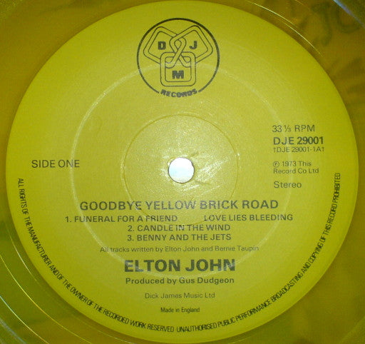 Elton John Goodbye Yellow Brick Road - 2 x YELLOW COLOURED VINYL LP SET - 1978 ISSUE