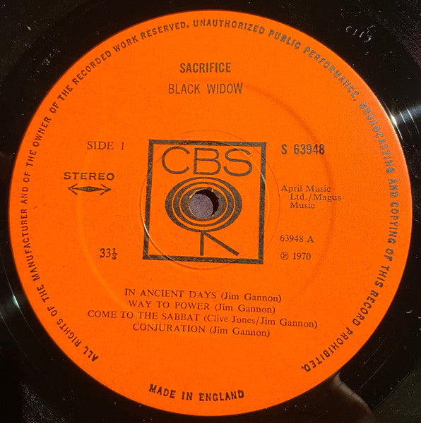 Black Widow Sacrifice - ORIGINAL 1970 ISSUE VINYL LP