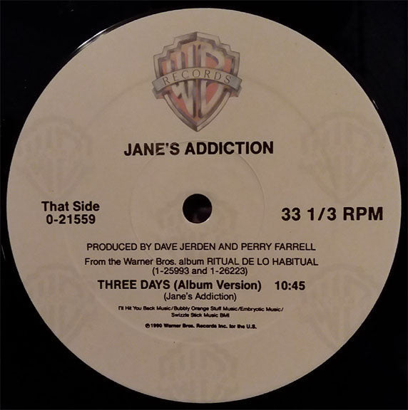 Jane's Addiction Three Days / Stop! - 12" VINYL