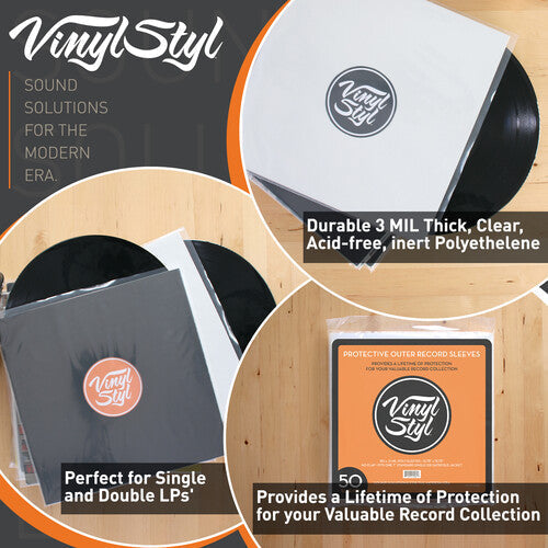 Protective Outer Record Sleeves - 50 Count | Retro Vinyl Club