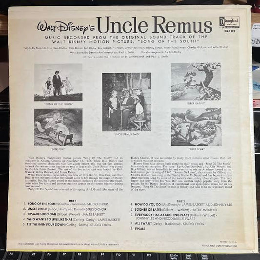 All The Songs From Walt Disney's Uncle Remus (VINYL) | Near Mint- (NM-) Near Mint (NM or M-) Retro Vinyl Club