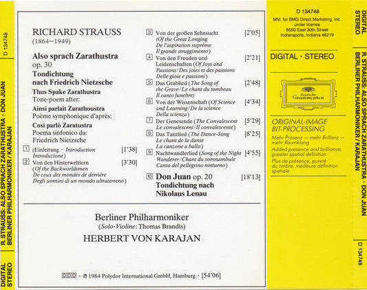 Also Sprach Zarathustra = Ainsi Parlait Zarathoustra • Don Juan (CD) | Near Mint (NM) Near Mint (NM) Retro Vinyl Club