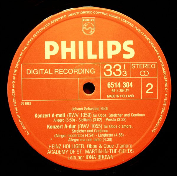 3 Oboe Concertos / 3 Oboenkonzerte (BWV 1053, 1055, 1059) | Near Mint (NM) Near Mint (NM) Retro Vinyl Club