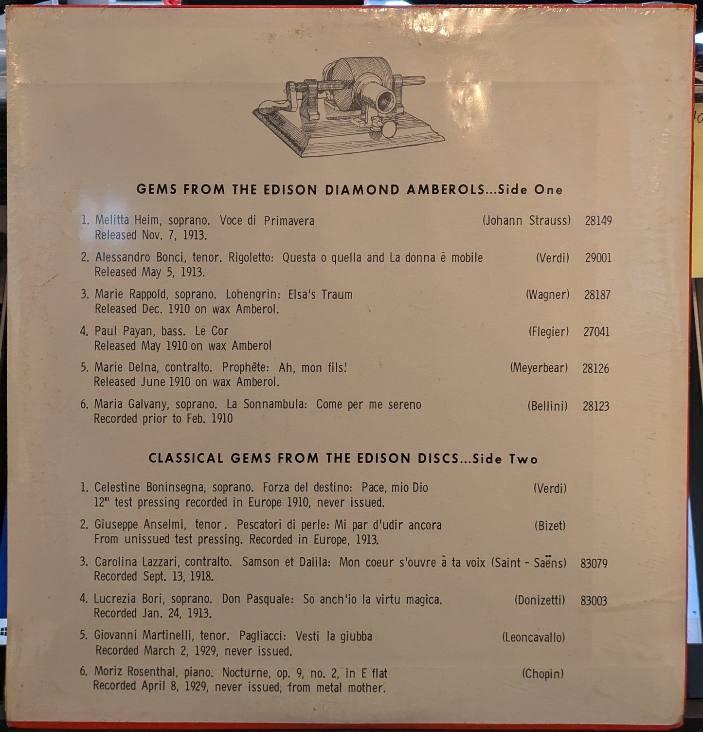 An Edison Memorabilia Of Musical Performances Volume One (VINYL) | Retro Vinyl Club