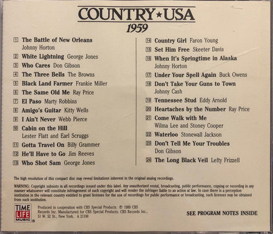 Country USA 1959 (CD) | Near Mint (NM) Near Mint (NM) Retro Vinyl Club