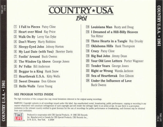 Country USA 1961 (CD) | Near Mint (NM) Near Mint (NM) Retro Vinyl Club