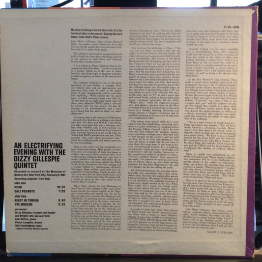 An Electrifying Evening With The Dizzy Gillespie Quintet (VINYL) | Excellent (EX) Excellent (EX) Retro Vinyl Club
