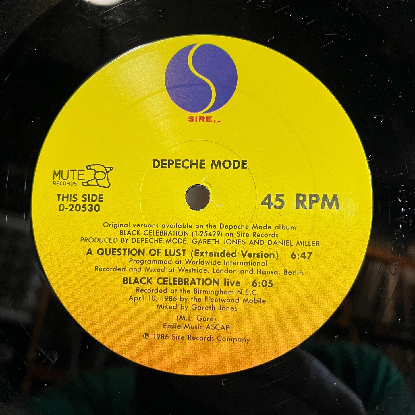 A Question Of Time / A Question Of Lust (PROMO VINYL) | Near Mint (NM or M-) Near Mint (NM or M-) Retro Vinyl Club