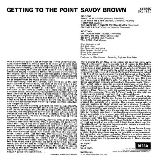Savoy Brown Getting To The Point - VINYL LP - ORIGINAL STEREO - UNBOXED DECCA
