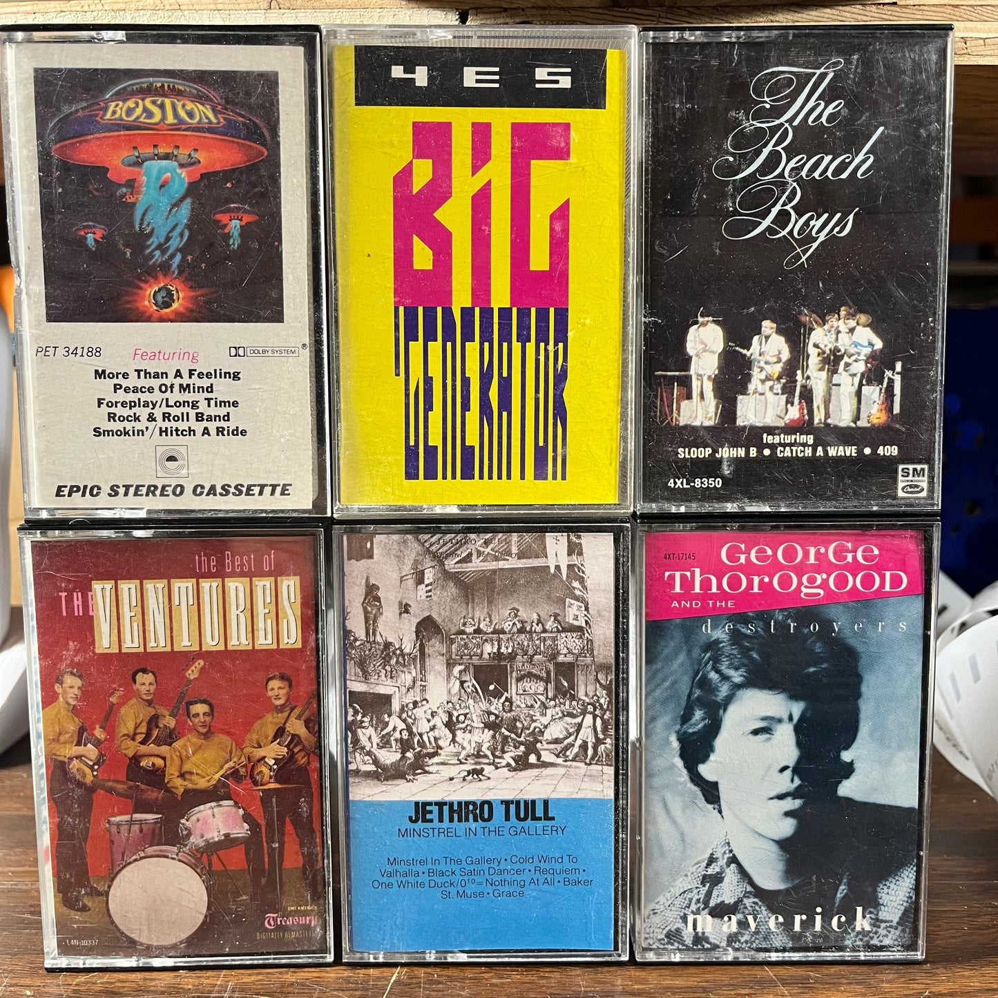 6 CASSETTE LOT / BOSTON / YES / BEACH BOYS / VENTURES / JETHRO TULL / GEORGE THOROGOOD | Very Good Plus (VG+) Very Good Plus (VG+) Retro Vinyl Club