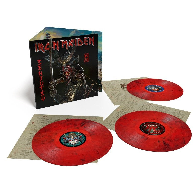 Iron Maiden Senjutsu - 3 x RED & BLACK MARBLED COLOURED VINYL LP SET