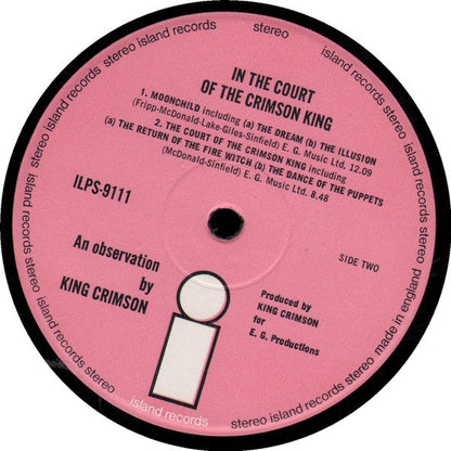King Crimson In The Court Of The Crimson King - ORIGINAL 1969 Pink 'i' Label VINYL LP