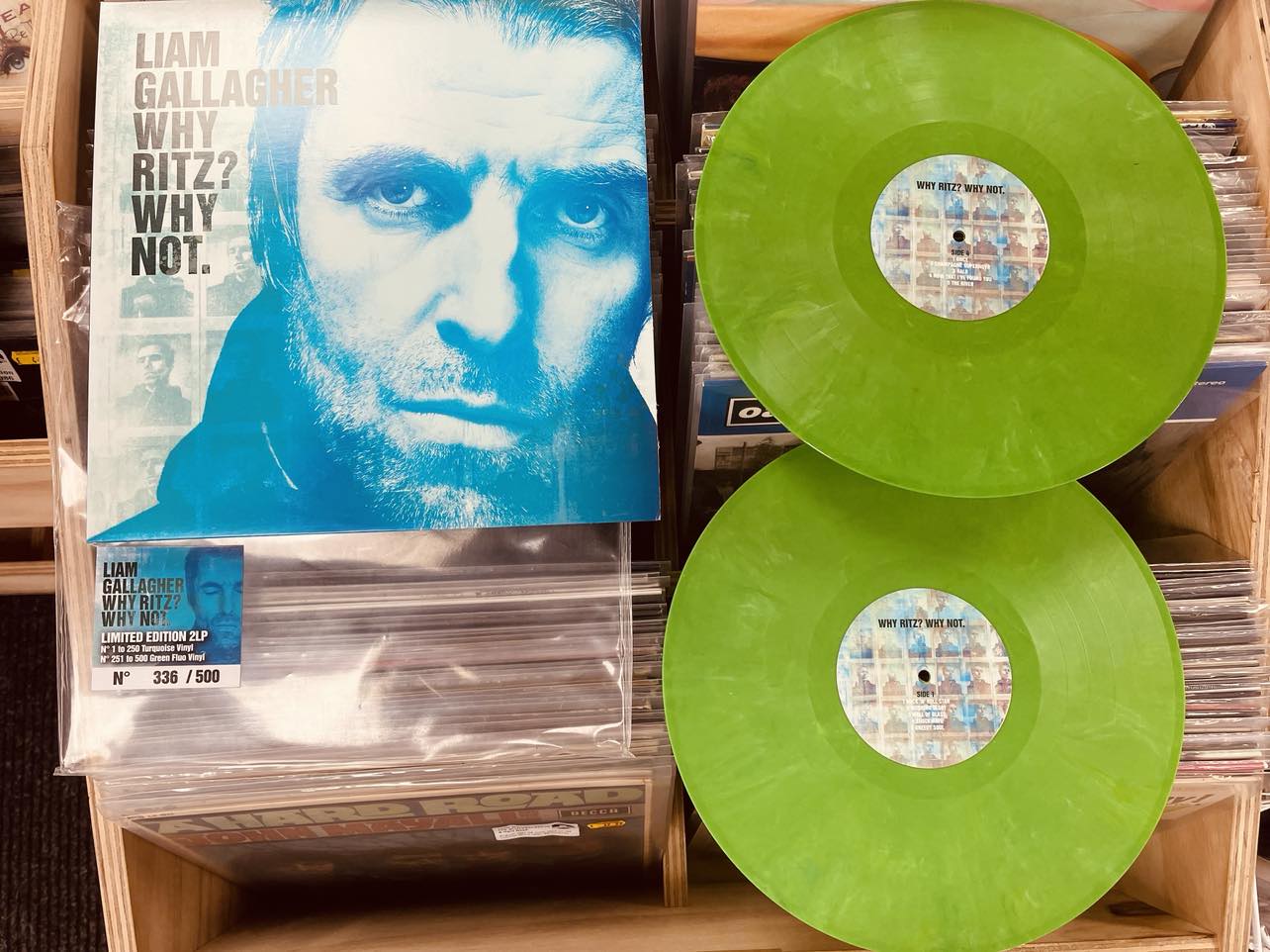 Liam Gallagher Why Ritz? Why Not. - 2 x FLUORESCENT GREEN COLOURED VINYL LP SET