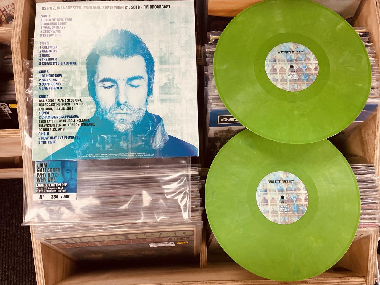 Liam Gallagher Why Ritz? Why Not. - 2 x FLUORESCENT GREEN COLOURED VINYL LP SET