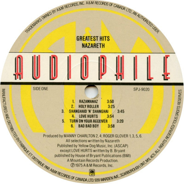 Nazareth Greatest Hits - VINYL LP - AUDIOPHILE HALF SPEED MASTER ISSUE