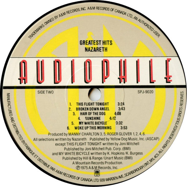 Nazareth Greatest Hits - VINYL LP - AUDIOPHILE HALF SPEED MASTER ISSUE