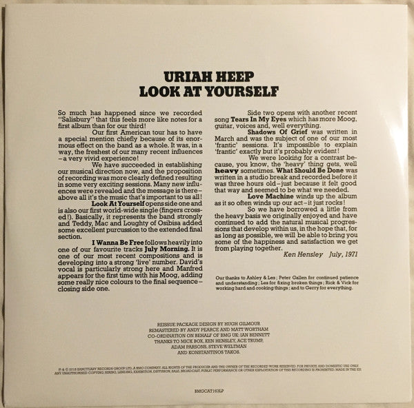 Uriah Heep Look At Yourself - 180 GRAM VINYL LP in MIRRORBOARD SLEEVE