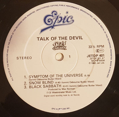 Ozzy Osbourne Talk Of The Devil - 2 x VINYL LP