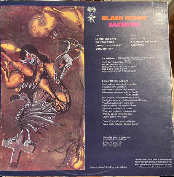 Black Widow Sacrifice - ORIGINAL 1970 ISSUE VINYL LP