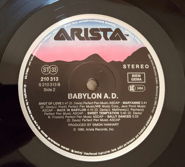 Babylon A.D. Babylon A.D. - ORIGINAL 1989 ISSUE VINYL LP