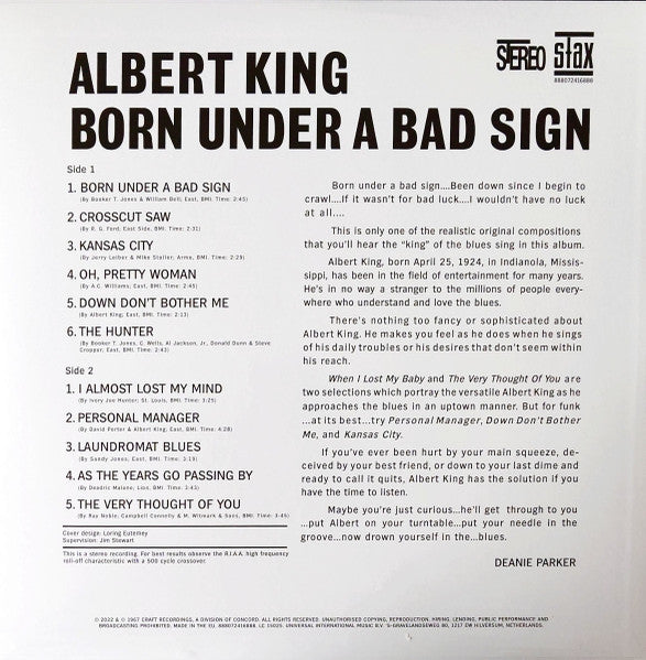 Albert King Born Under A Bad Sign - 180 GRAM VINYL LP