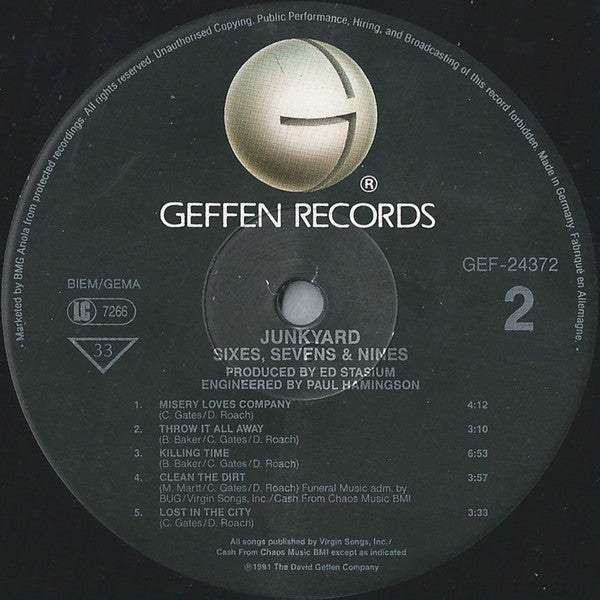 Junkyard Sixes, Sevens & Nines - ORIGINAL 1991 ISSUE VINYL LP