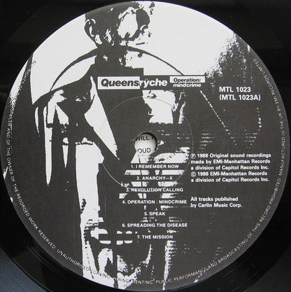 Queensrÿche Operation: Mindcrime - VINYL LP, ORIGINAL 1988 ISSUE