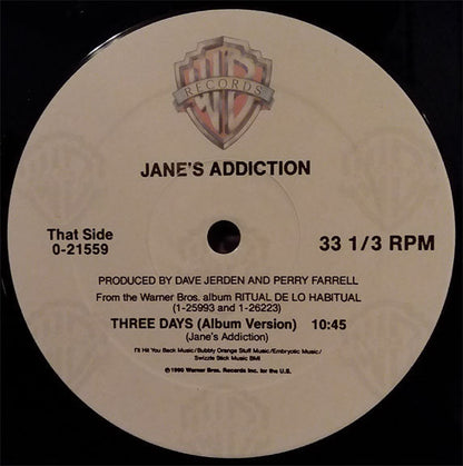 Jane's Addiction Three Days / Stop! - 12" VINYL