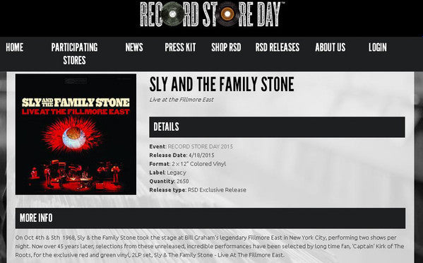 Sly And The Family Stone Live At The Fillmore East - 2 x RED / GREEN COLOURED VINYL LP