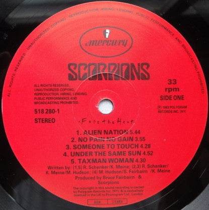 Scorpions Face The Heat - VINYL LP, ORIGINAL 1993 ISSUE