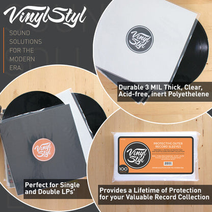 Protective Outer Record Sleeves - 100 Count | Retro Vinyl Club