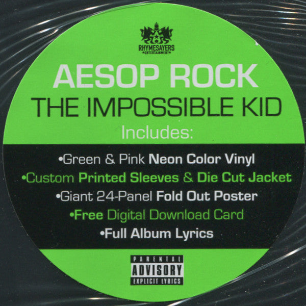Aesop Rock The Impossible Kid Rhymesayers Entertainment LP, Gre + LP, Pin + Album   Retro Vinyl Club