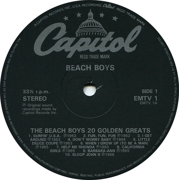 The Beach Boys ‎20 Golden Greats - VINYL LP