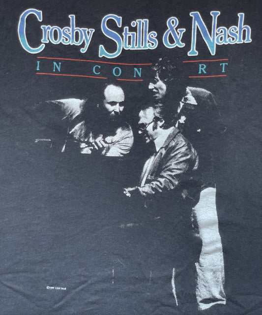 In Concert 1984 Two-Sided Black Shirt | Men's 100% Cotton Large Short Sleeve T-Shirt | Retro Vinyl Club