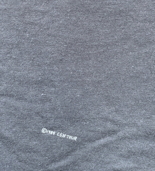 In Concert 1984 Two-Sided Black Shirt | Men's 100% Cotton Large Short Sleeve T-Shirt | Retro Vinyl Club