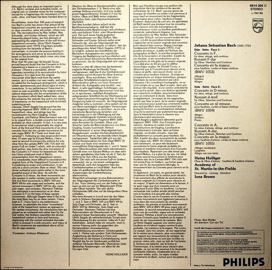 3 Oboe Concertos / 3 Oboenkonzerte (BWV 1053, 1055, 1059) | Near Mint (NM) Near Mint (NM) Retro Vinyl Club