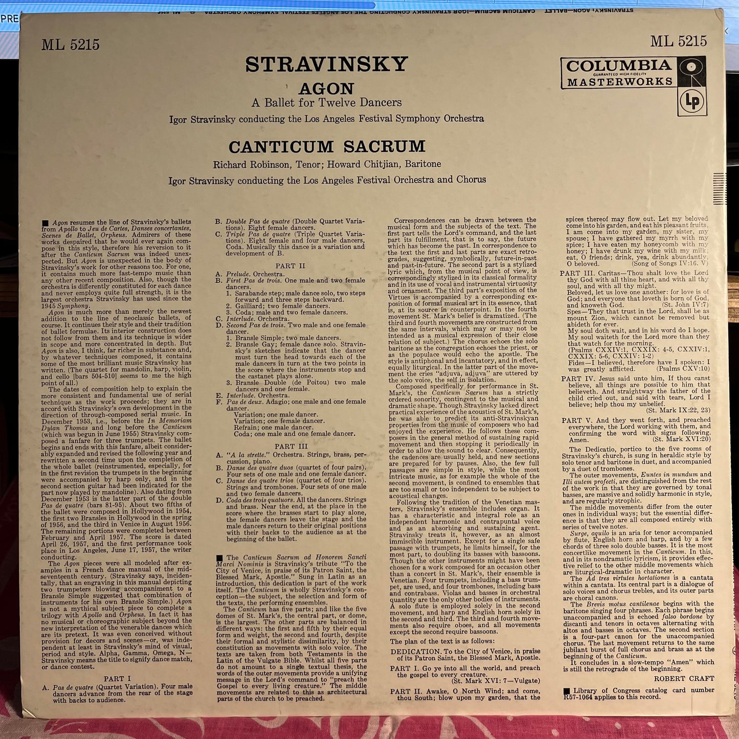 Agon (A Ballet For Twelve Dancers) / Canticum Sacrum | Near Mint (NM) Excellent (EX) Retro Vinyl Club