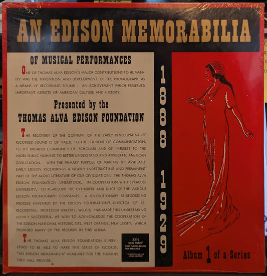 An Edison Memorabilia Of Musical Performances Volume One (VINYL) |   Retro Vinyl Club
