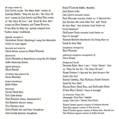 Lyle Lovett And His Large Band (CD) |   Retro Vinyl Club