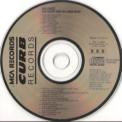 Lyle Lovett And His Large Band (CD) |   Retro Vinyl Club