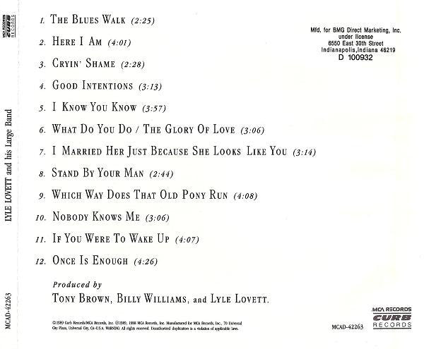 Lyle Lovett And His Large Band (CD) |   Retro Vinyl Club