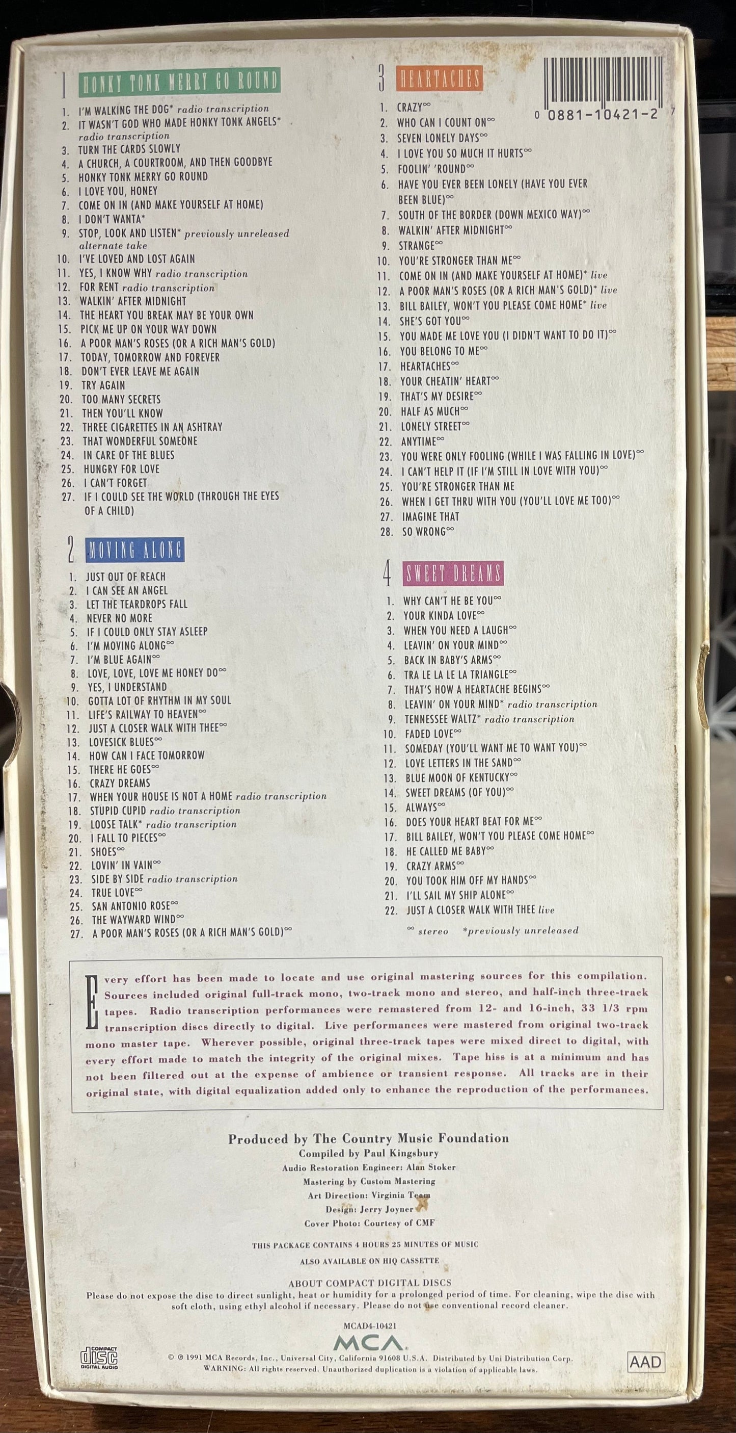 The Patsy Cline Collection (4xCD BOX) | Excellent (EX) Excellent (EX) Retro Vinyl Club