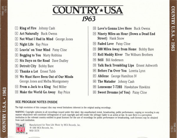 Country USA 1963 (CD) | Near Mint (NM) Near Mint (NM) Retro Vinyl Club