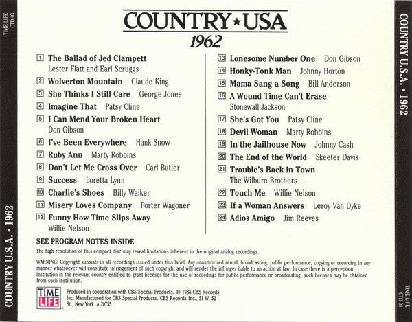 Country USA 1962 (CD) | Near Mint (NM) Near Mint (NM) Retro Vinyl Club