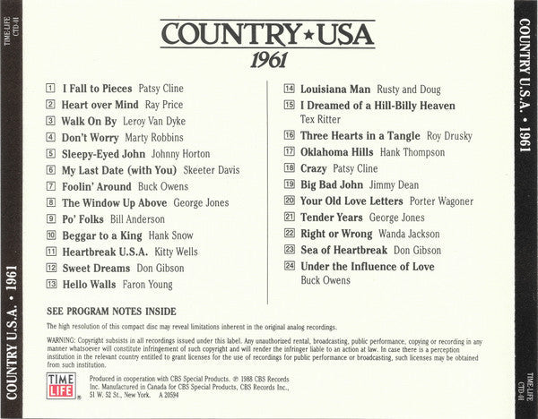 Country USA 1961 (CD) | Near Mint (NM) Near Mint (NM) Retro Vinyl Club