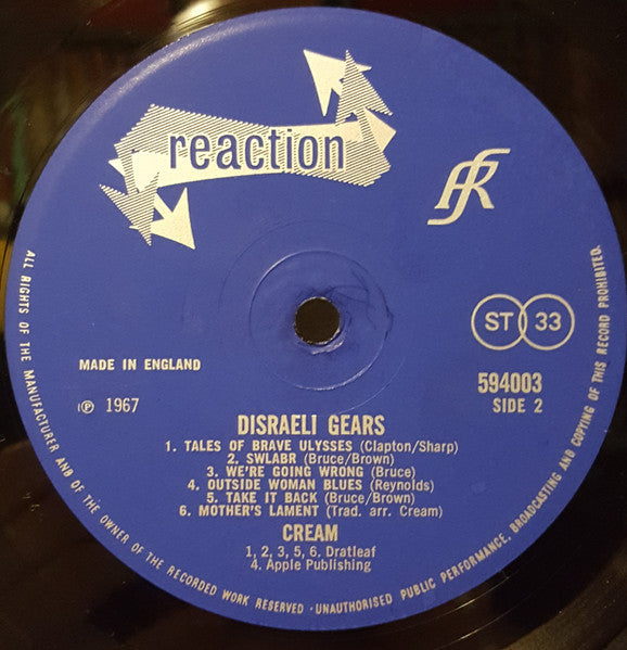 Cream Disraeli Gears- ORIGINAL VINYL LP