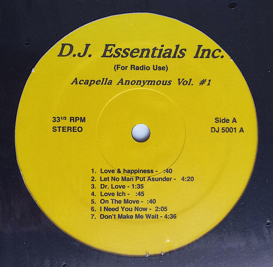 Acapella Anonymous Vol. #1 |  Generic Retro Vinyl Club