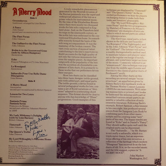 A Merry Mood: Renaissance Music for Two Lutes | Near Mint (NM) Near Mint (NM) Retro Vinyl Club