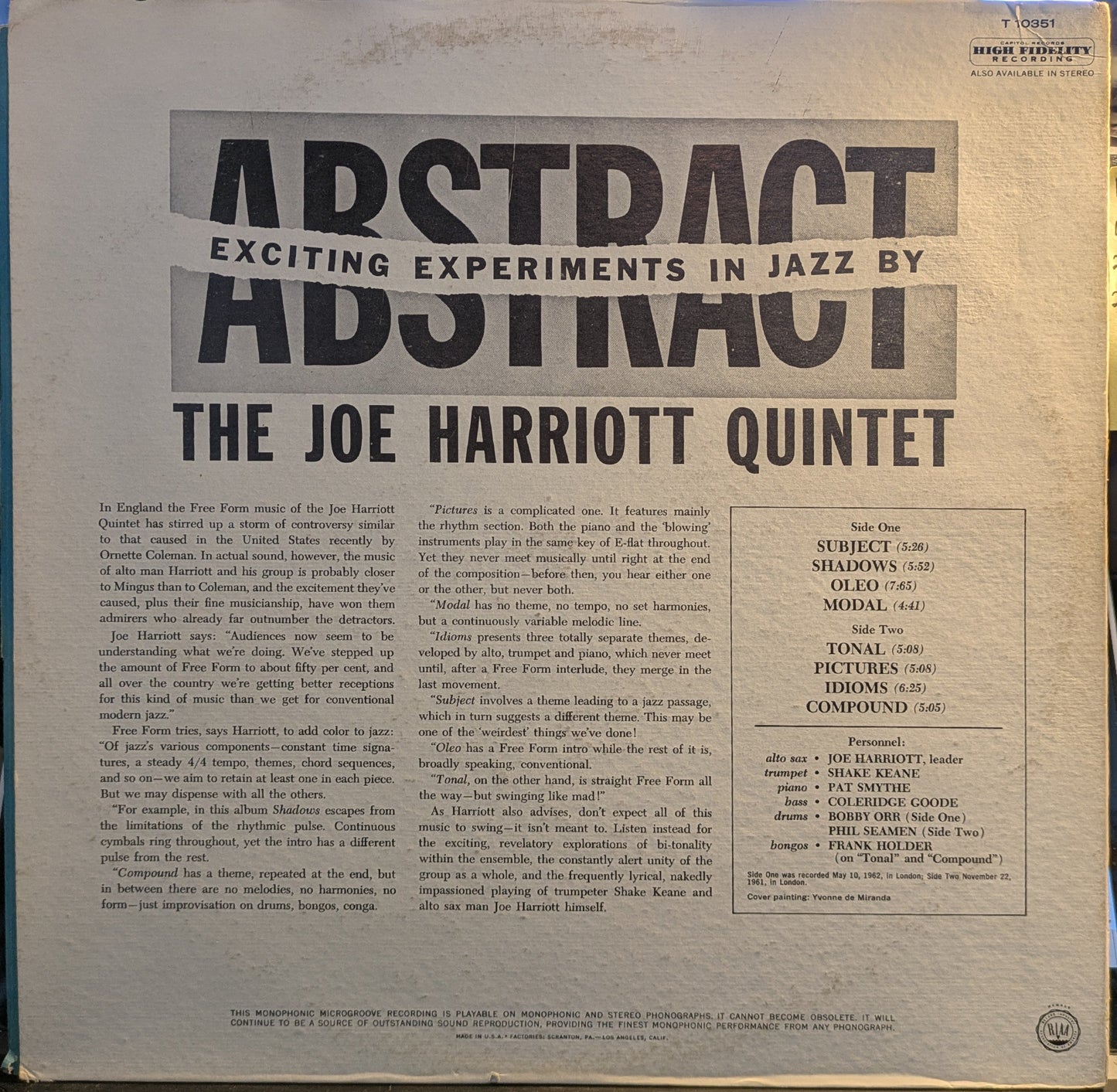 Abstract (VINYL) | Excellent (EX) Very Good Plus (VG+) Retro Vinyl Club